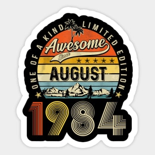 Awesome Since August 1984 Vintage 39th Birthday Sticker